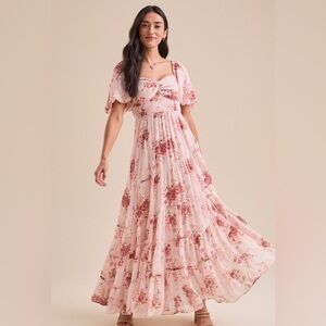 Altar’d State—Alayna Floral Maxi Dress in Pink (Maternity Friendly)